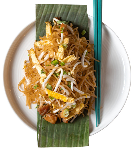 These are sweet and savory caramelized rice noodles served on a plate.