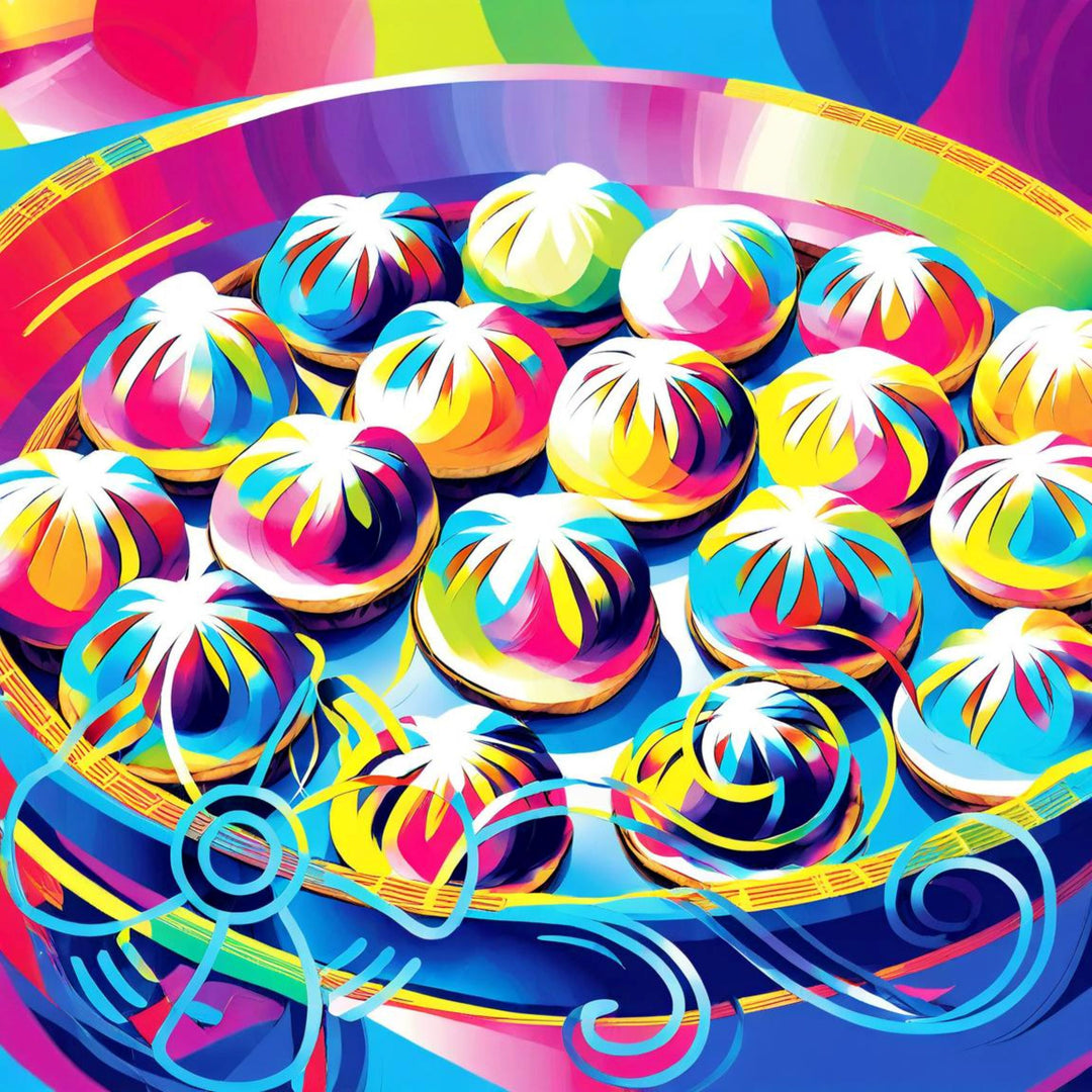 Artist rendering of dumplings being cooled.