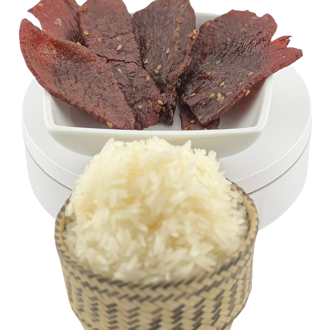 Lao Beef Jerky with Sticky Rice
